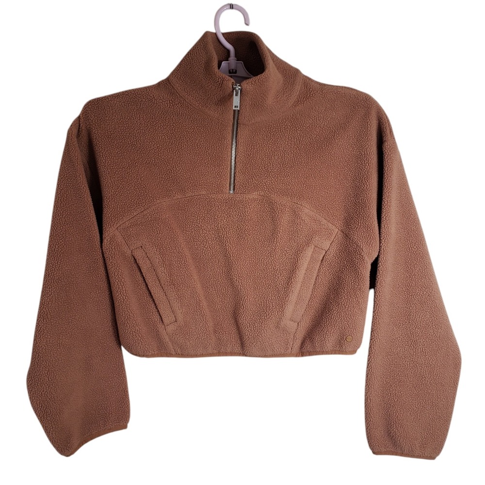UGG size XS Adeline Sherpa Quarter Zip‎ Pullover Fleece Jacket Cedar Bark Brown - Picture 2 of 11